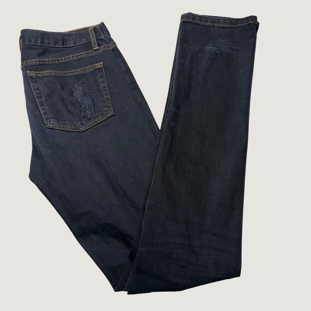 Ralph Lauren Black Label Jeans Womens 28 Dark Slim Straight Big Pony Made in USA